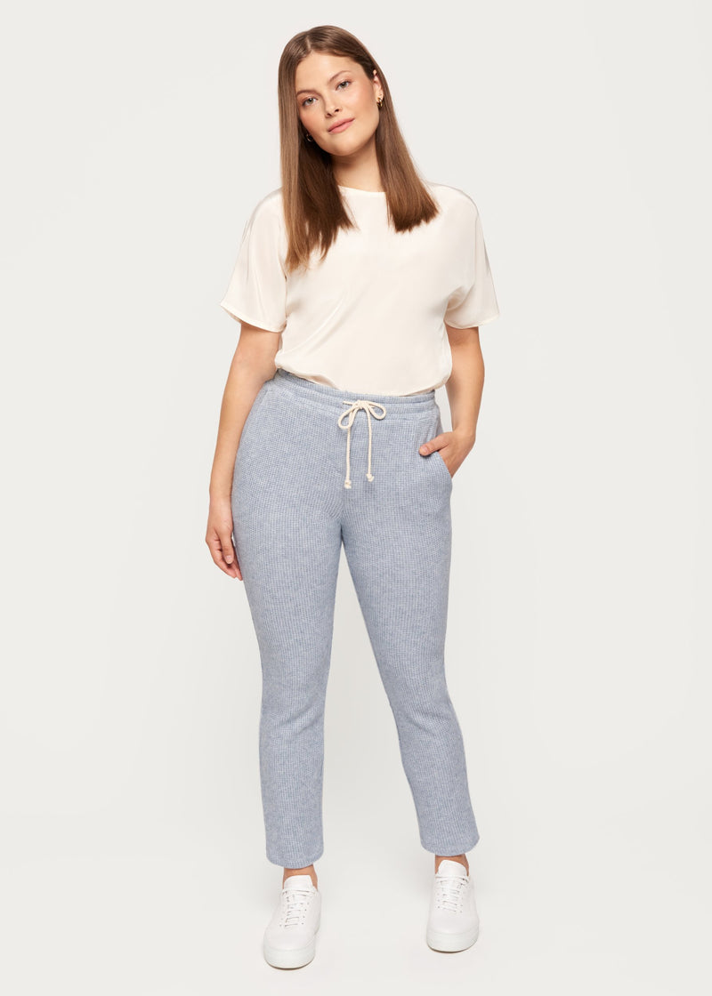 Emma Sky Blue Waffle Knit Trouser