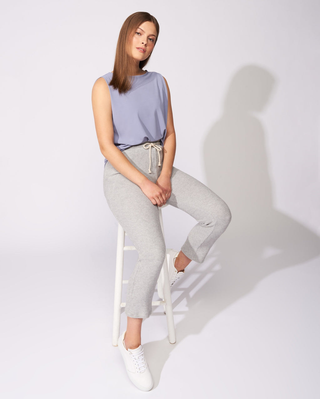 Emma Grey Knit Waffle Trouser