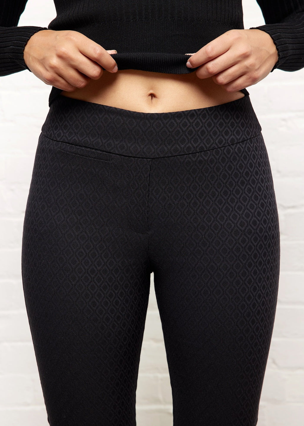 Marlie Black Jacquard Slimming Pant